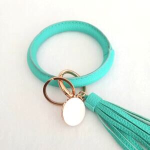 Turquoise Keychain Ring Wrist Bracelet With Tassel Fringe NEW